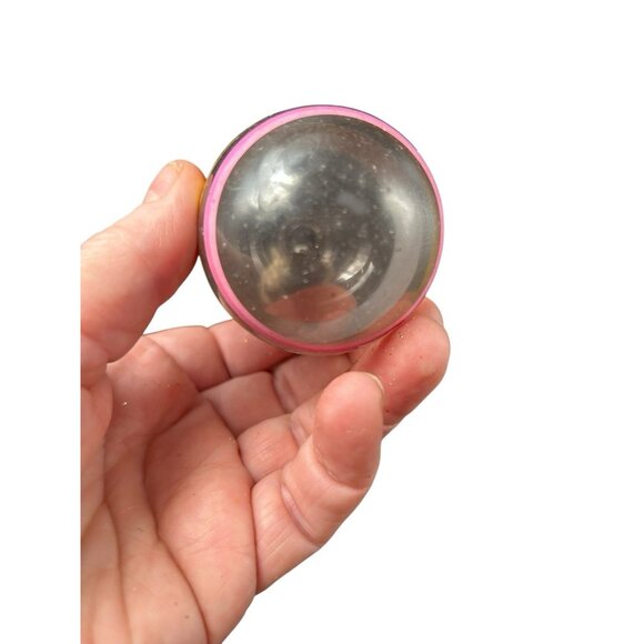 Vtg Corning Small Unsilvered Glass Ornament Stripe Pink White Yellow Corning - Picture 6 of 8